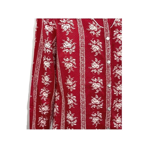 Wrangler Vintage Women's Red and White Floral Rodeo Pearl Button Top Size Medium - Picture 5 of 13